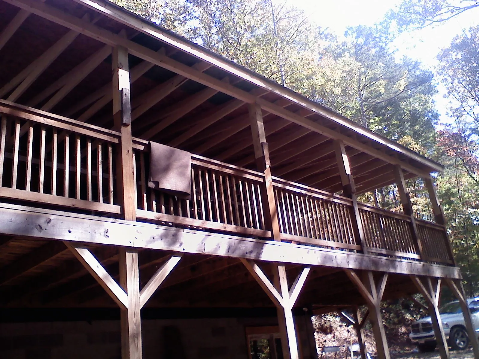 Timber framing under a new elevated porch and deck — Roof Leak Repair in Gaston by Roofing Brothers